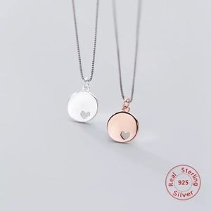 Sterling Dainty heart within heart necklace